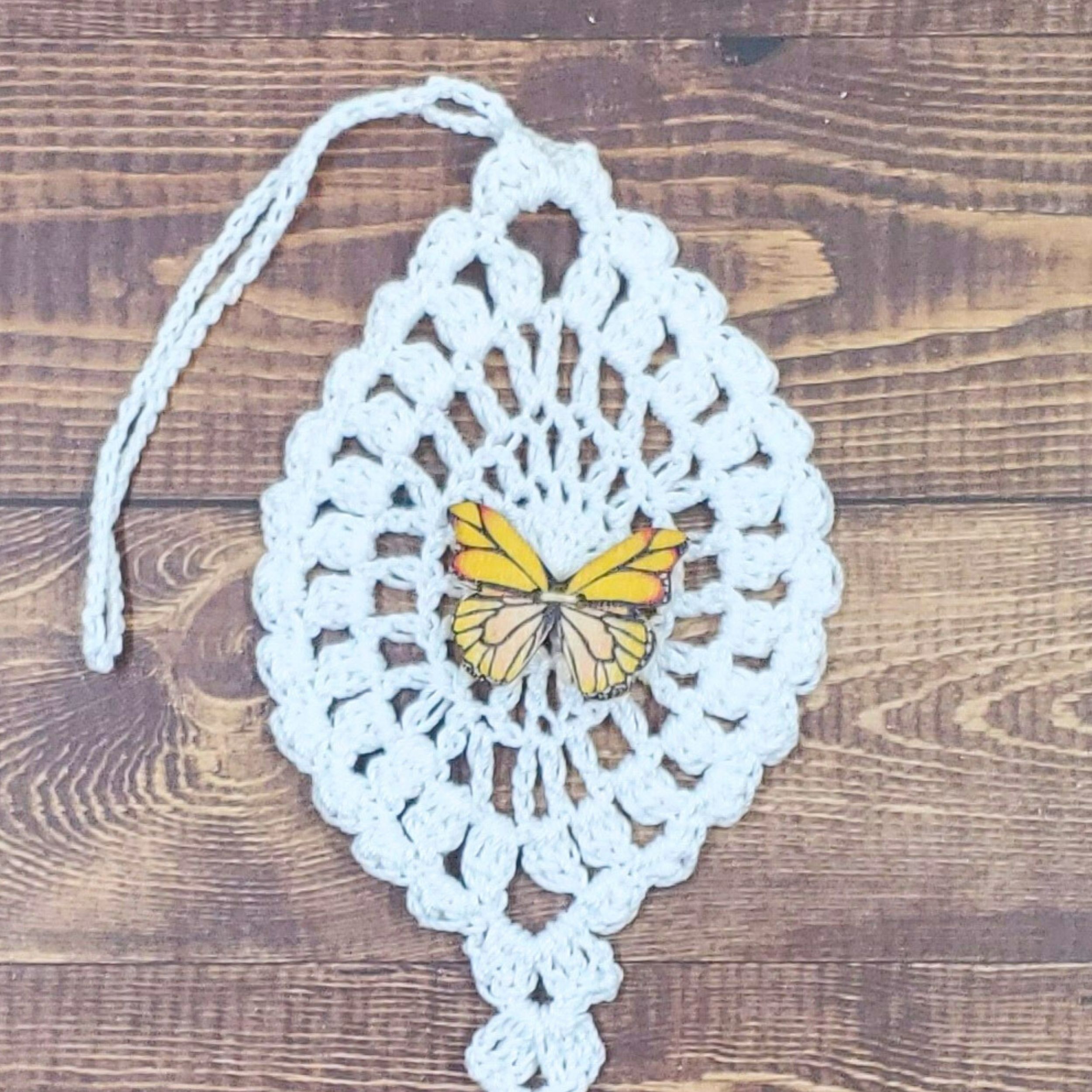 Yellow Butterfly on White Flutter Charm