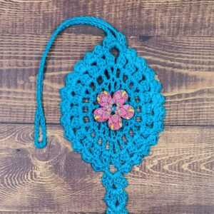 Pink Stripe Flower on Turquoise Bloom Charm