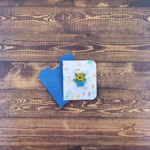 Blue Watering Can with Sunflowers Enamel Pin