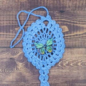 Prairie Green Butterfly on Cornflower Blue Flutter Charm