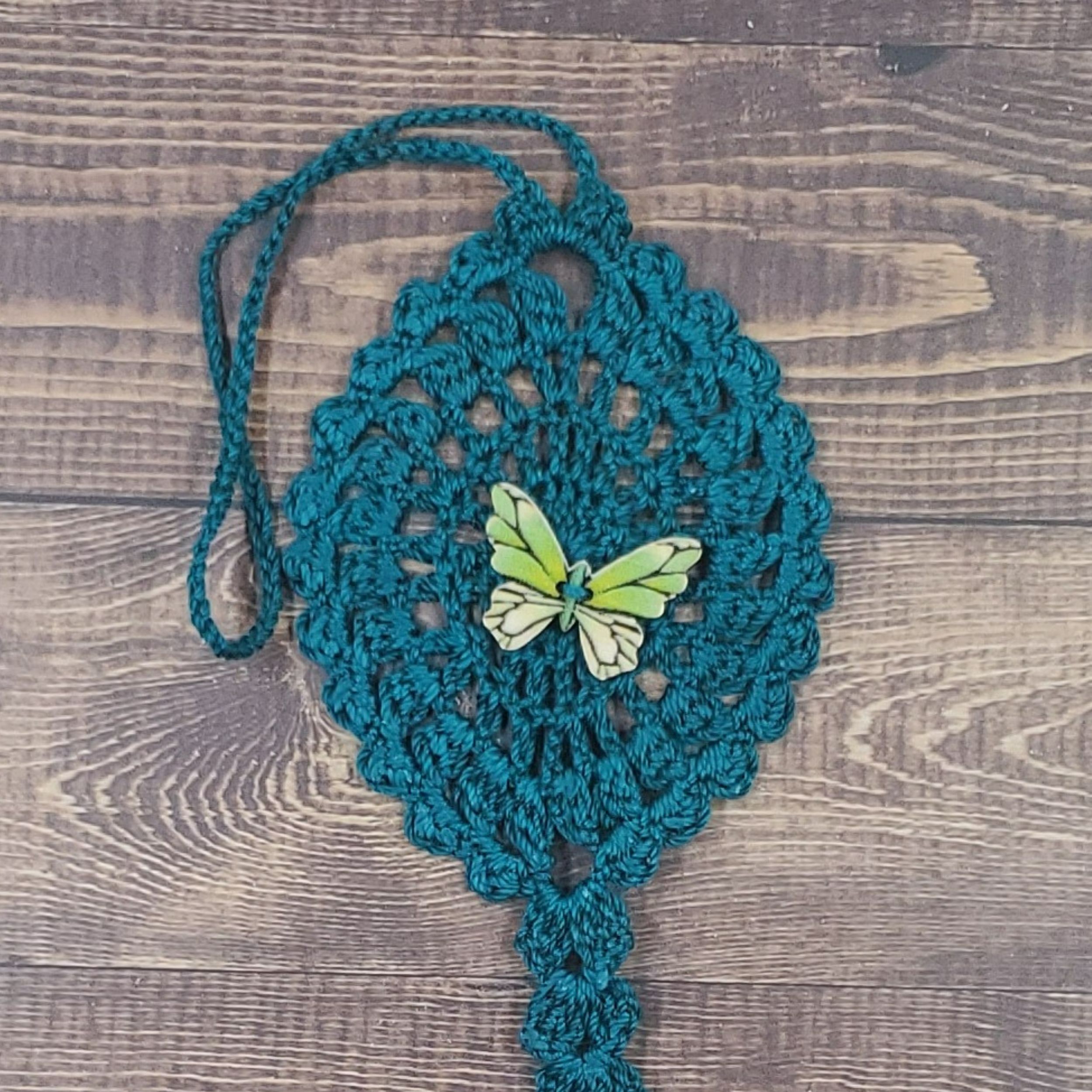 Green Butterfly on Peacock Green Flutter Charm