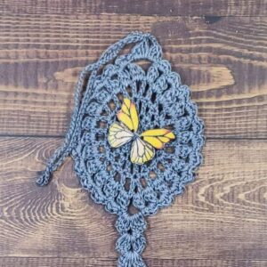 Yellow Butterfly on Gray Flutter Charm