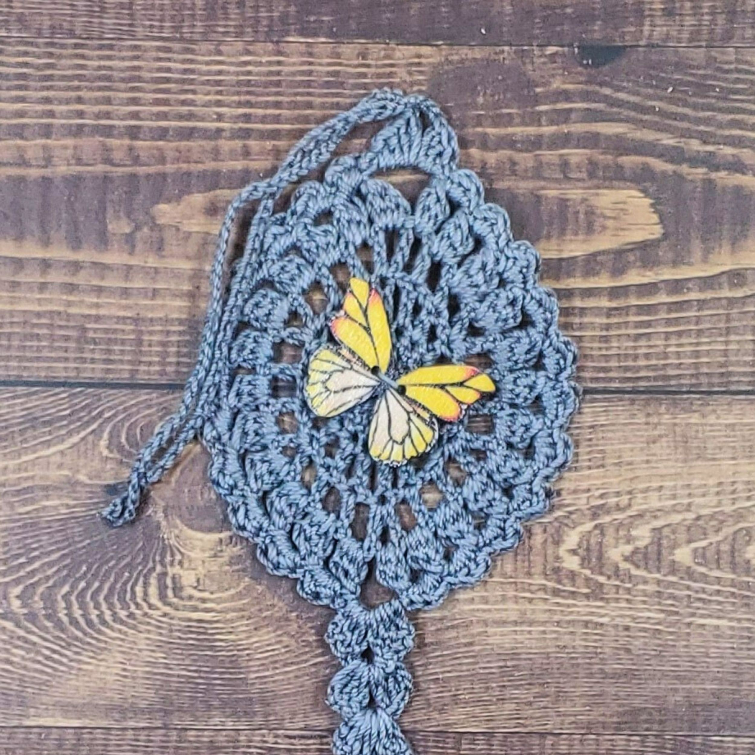 Yellow Butterfly on Gray Flutter Charm