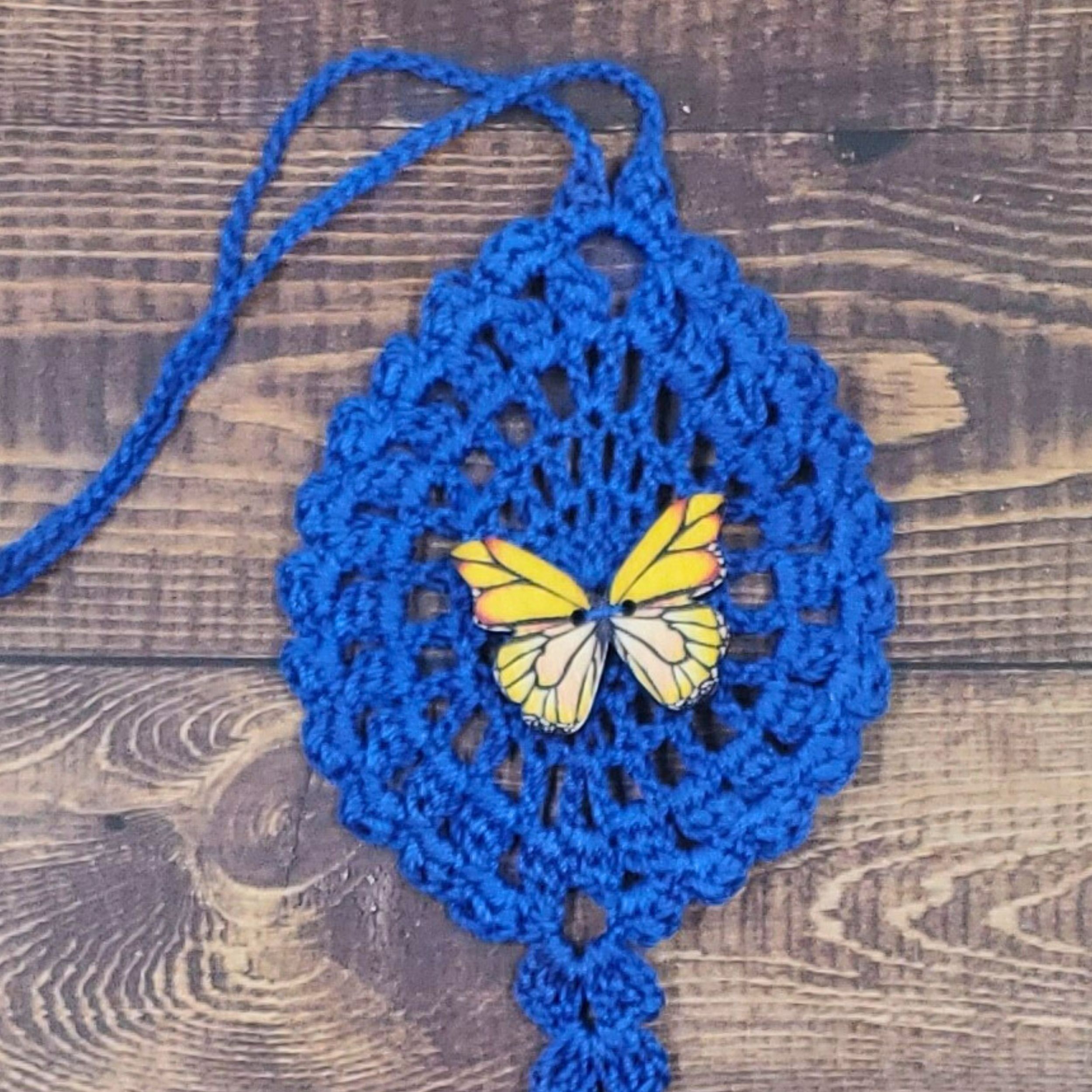 Yellow Butterfly on Royal Blue Flutter Charm