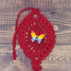 Watercolor Rainbow Butterfly on Red Flutter Charm