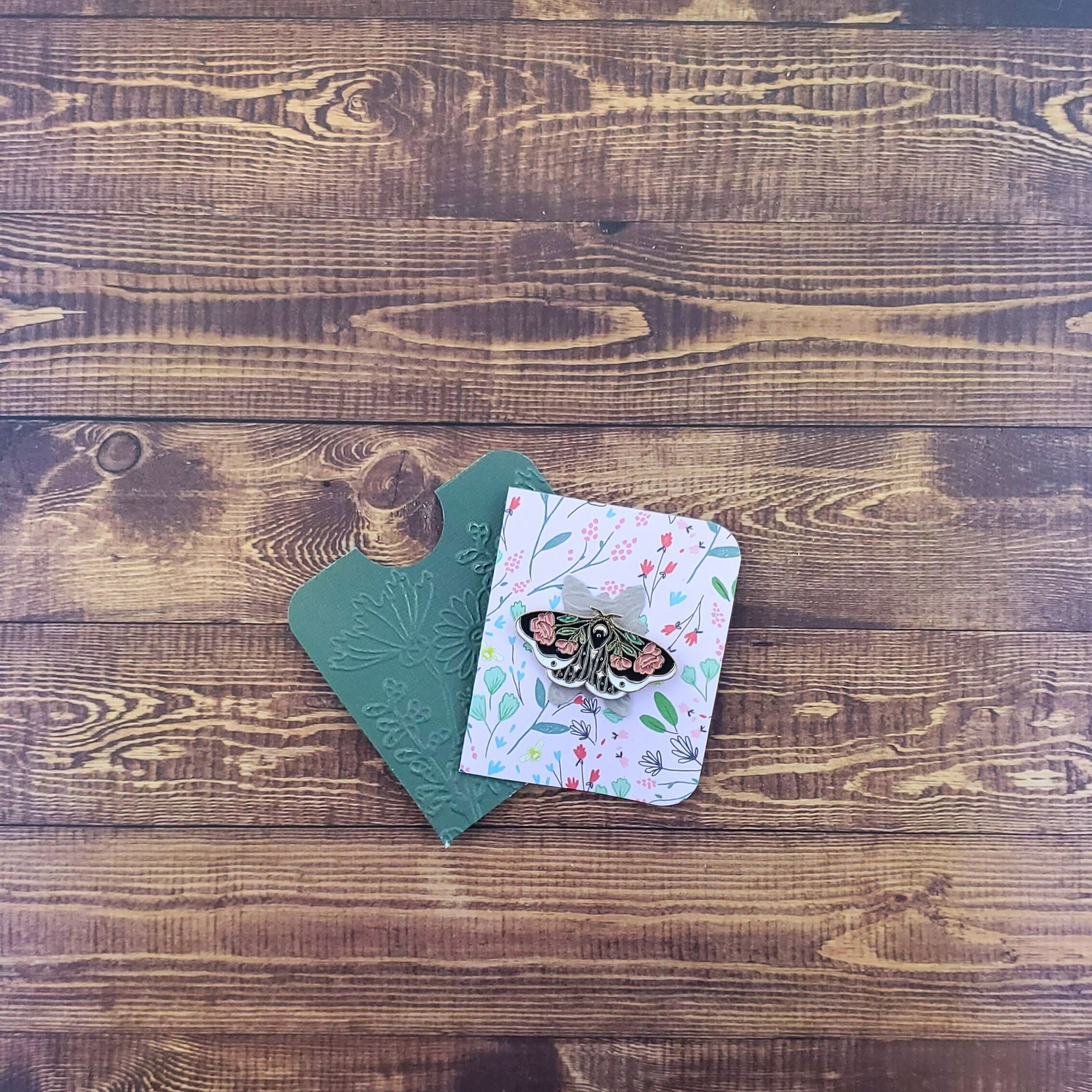 Rose Floral Moth Enamel Pin