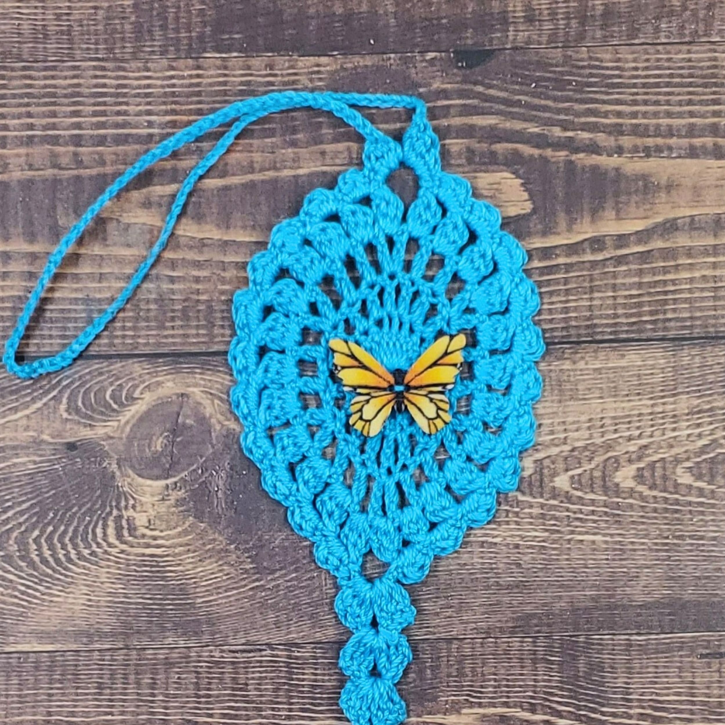 Yellow Butterfly on Turquoise Flutter Charm
