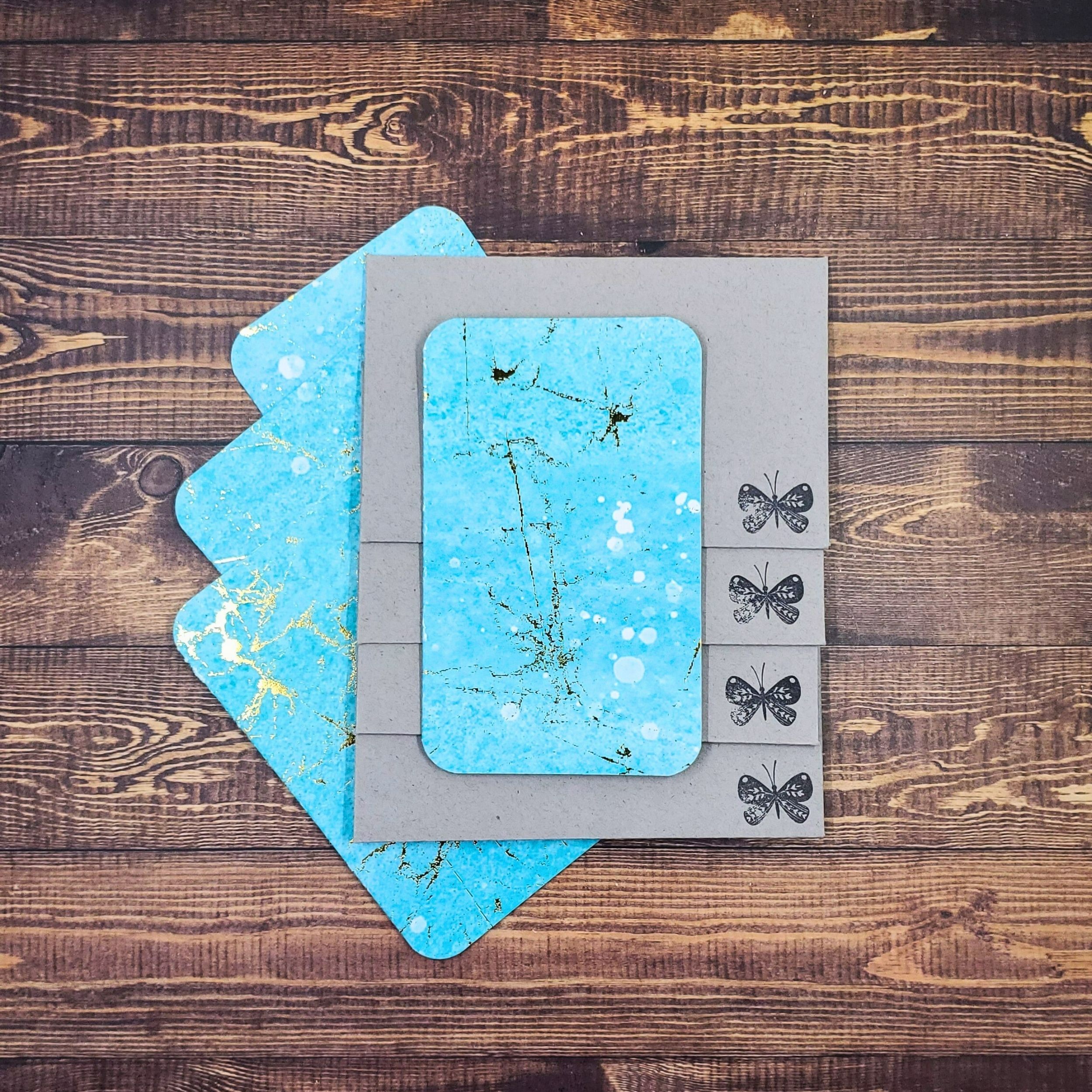 Teal with Metallic Accents Design Handmade Card & Envelope Set