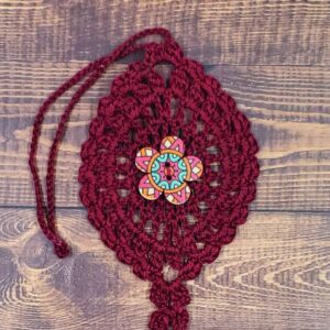 Geometric V Flower on Burgundy Bloom Charm