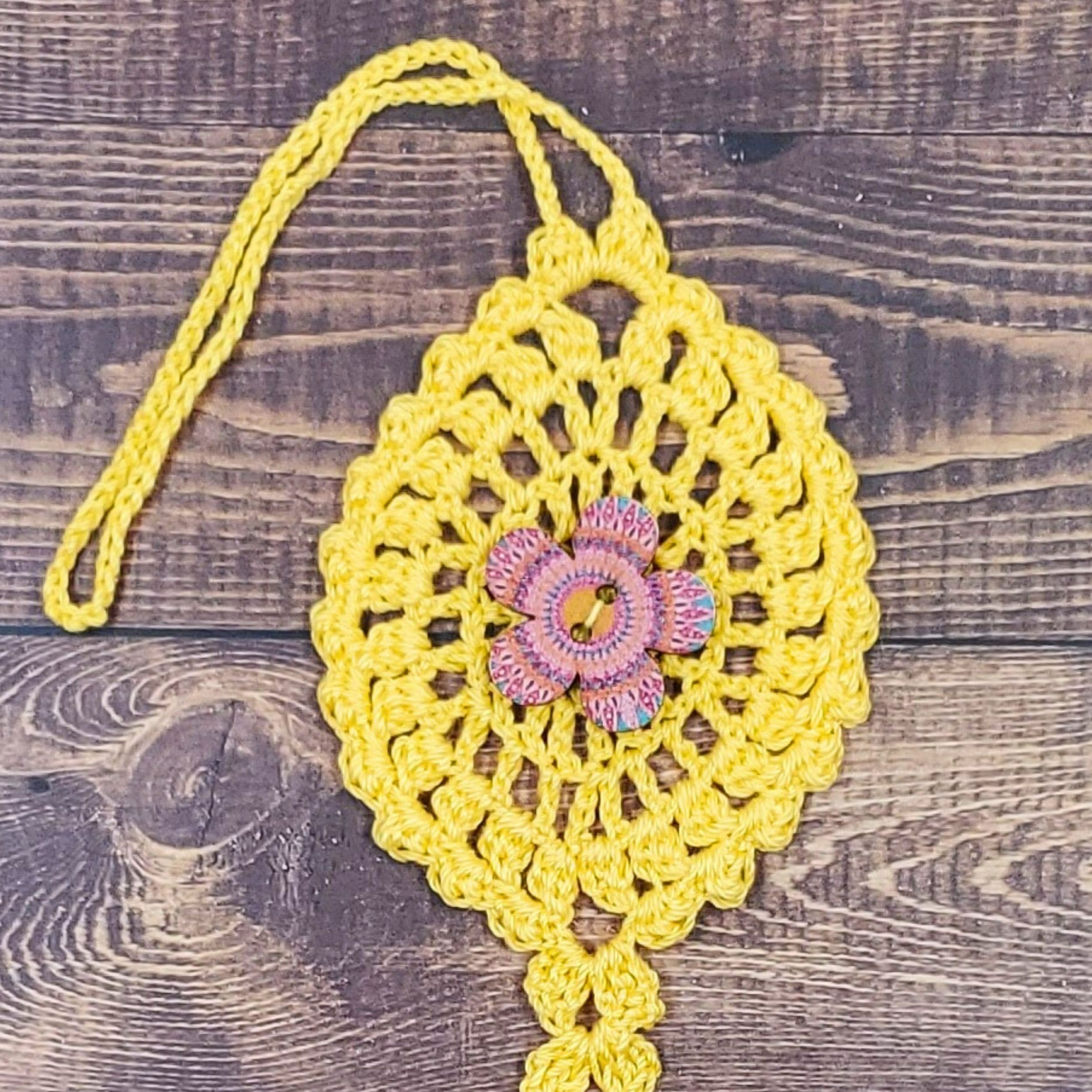 Pink Sunburst Flower on Yellow Bloom Charm