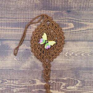 Lime and Magenta Butterfly on Cocoa Flutter Charm