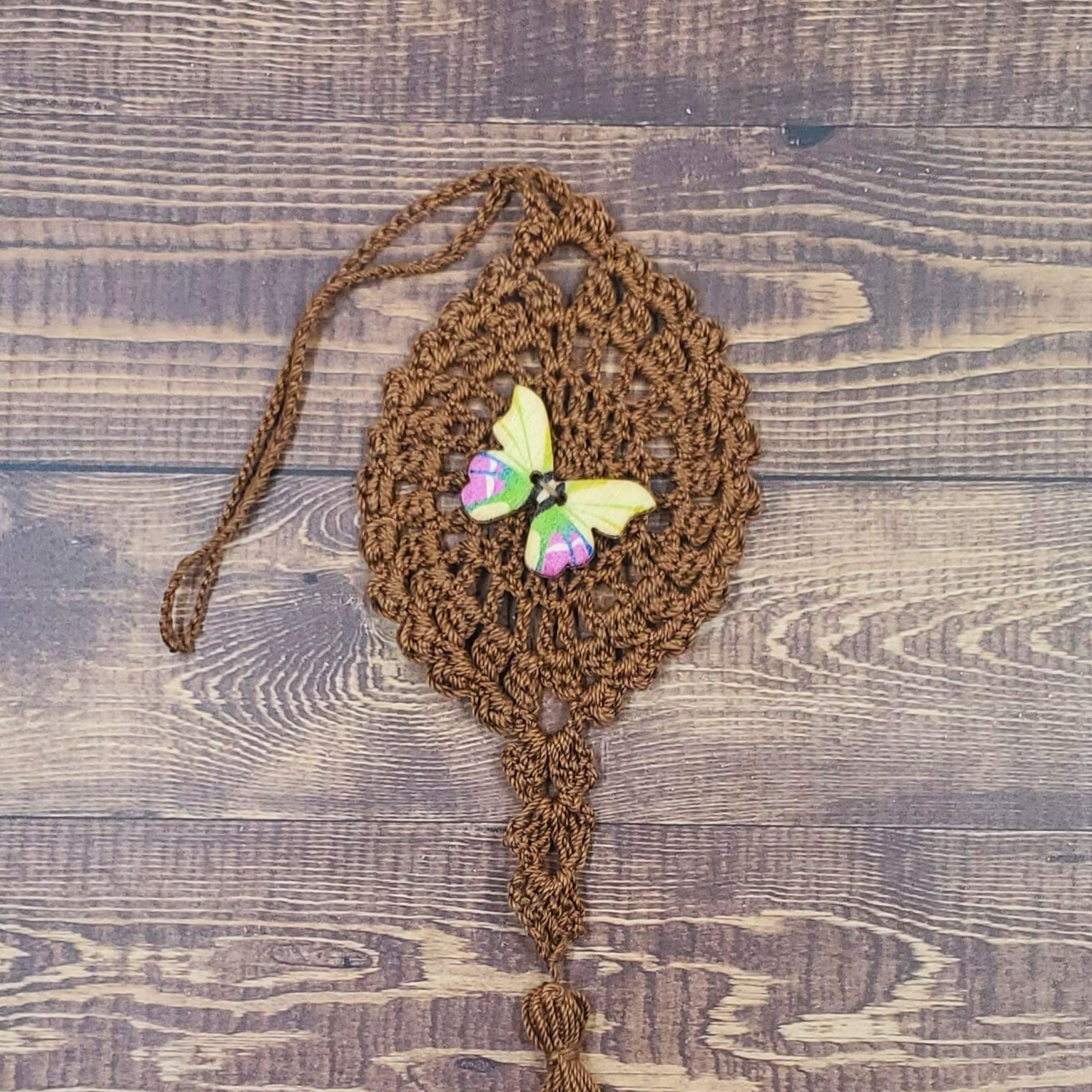 Lime and Magenta Butterfly on Cocoa Flutter Charm