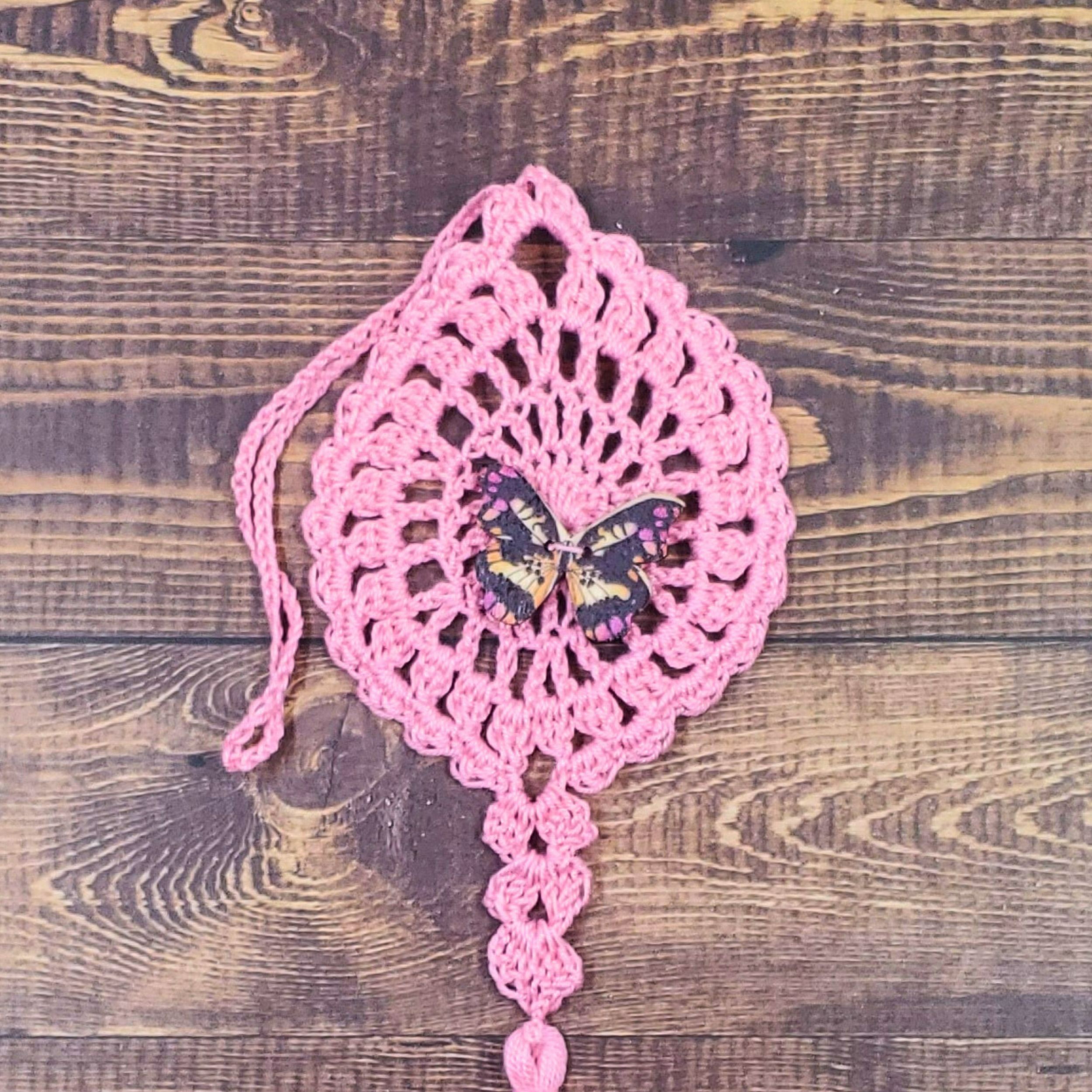 Magenta and Black Butterfly on Pastel Pink Flutter Charm