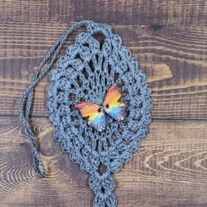 Watercolor Rainbow Butterfly on Gray Flutter Charm