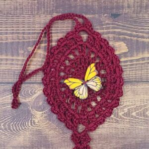 Yellow Butterfly on Burgundy Flutter Charm
