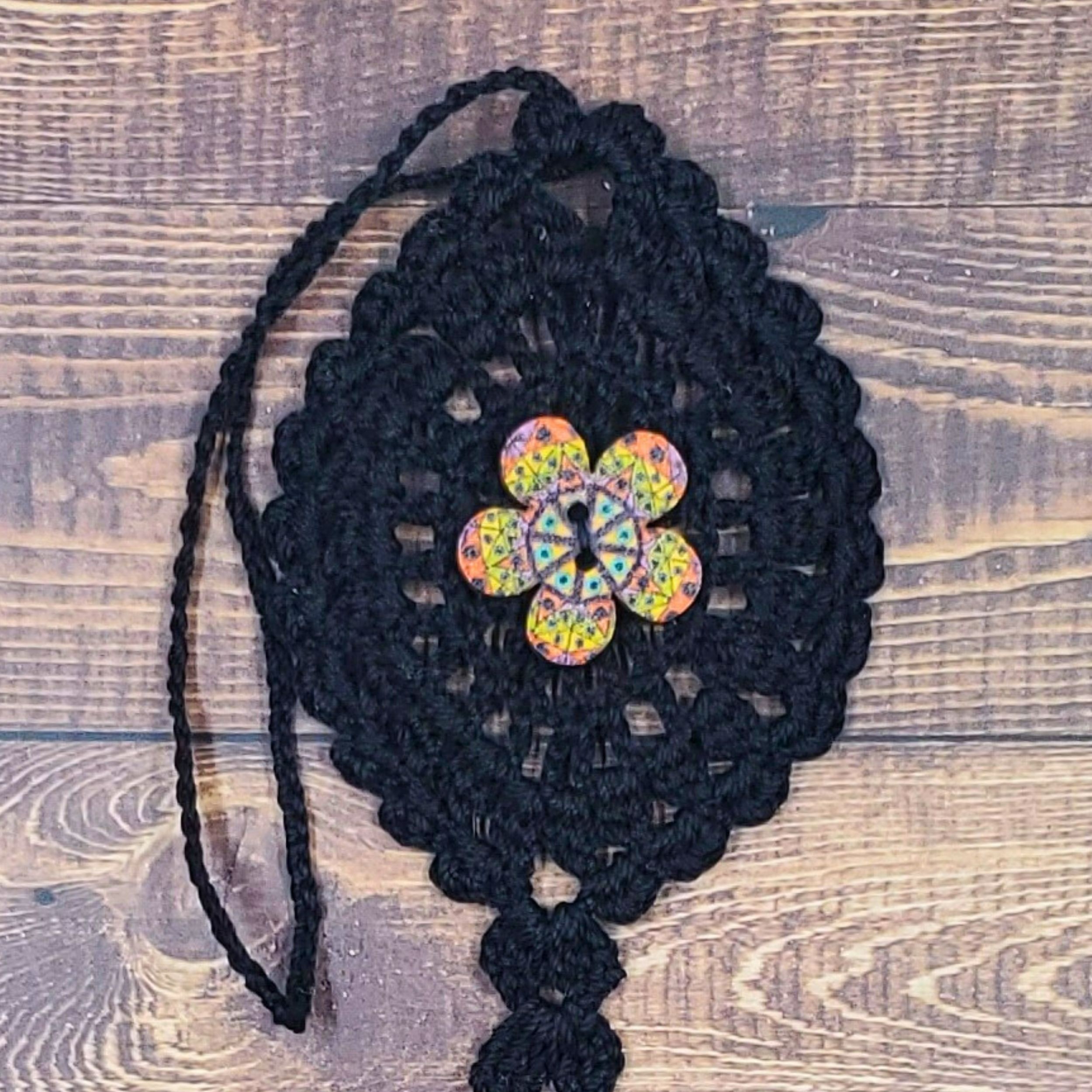 Hippie Flower on Black Bloom Charm Bloom Charm
