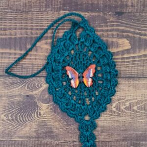 Red Multicolor Butterfly on Peacock Green Flutter Charm