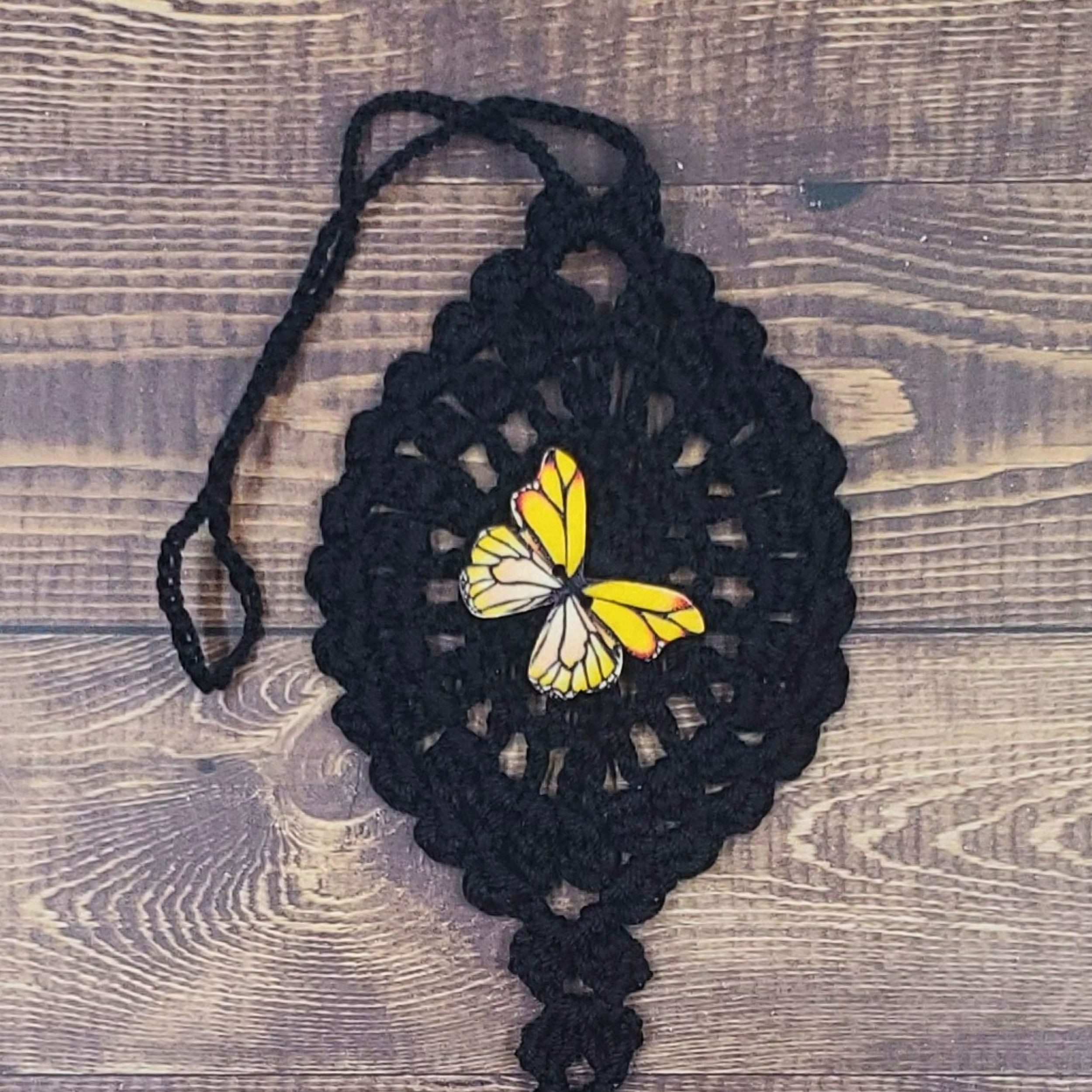 Yellow Butterfly on Black Flutter Charm