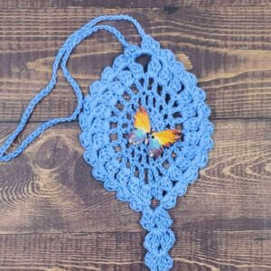 Watercolor Rainbow Butterfly on Cornflower Blue Flutter Charm